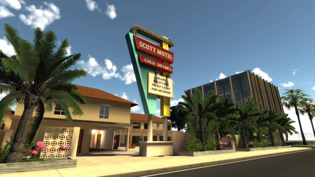 The Scott Motel, located on the small island of the map