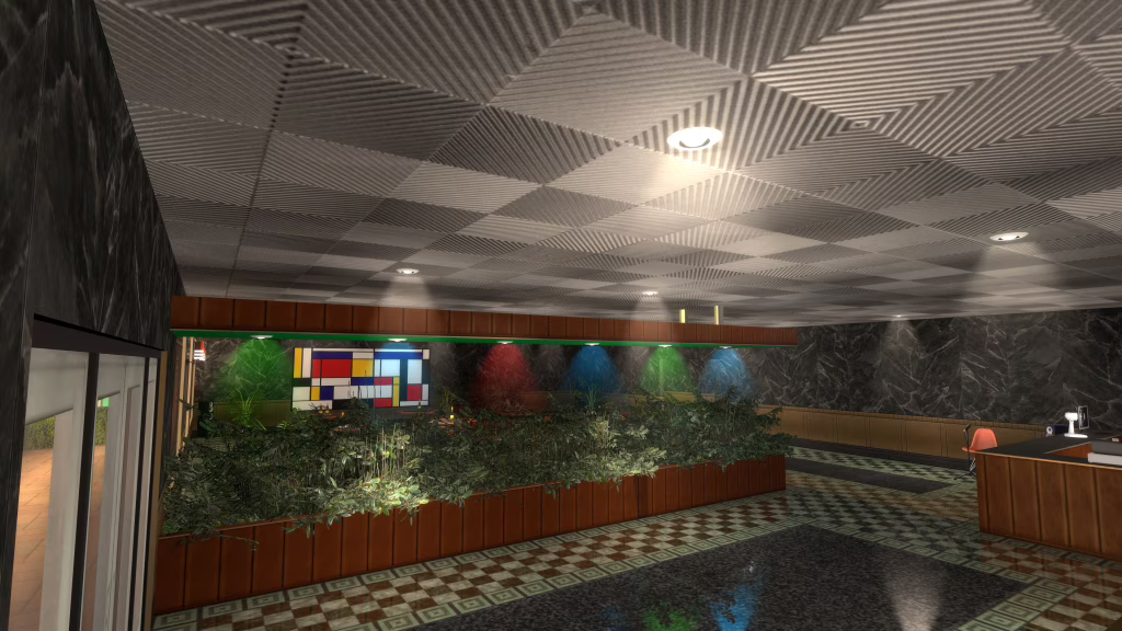 Interior of the Ocean View hotel, reproduced almost identically.