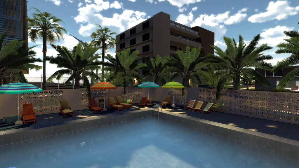 The pool of the Scott Motel