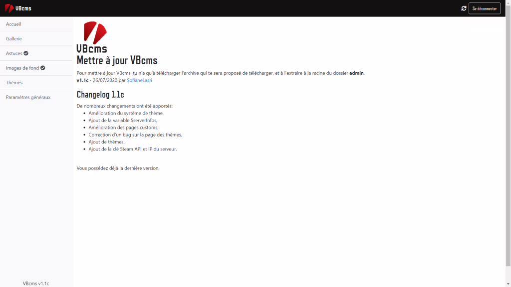 Update page