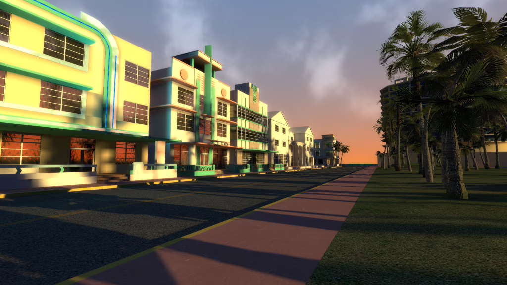 Perspective view of the street