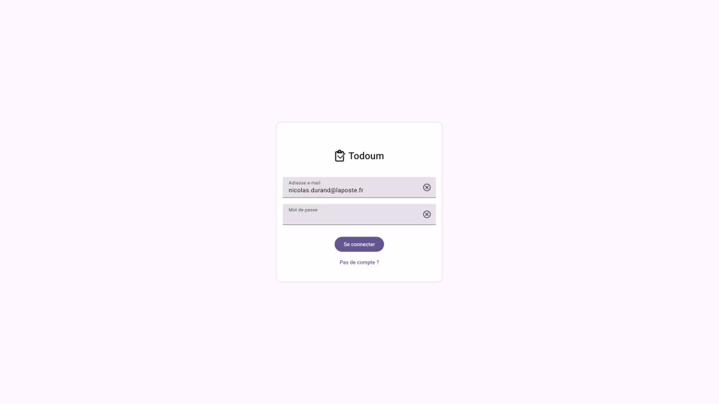 Login page