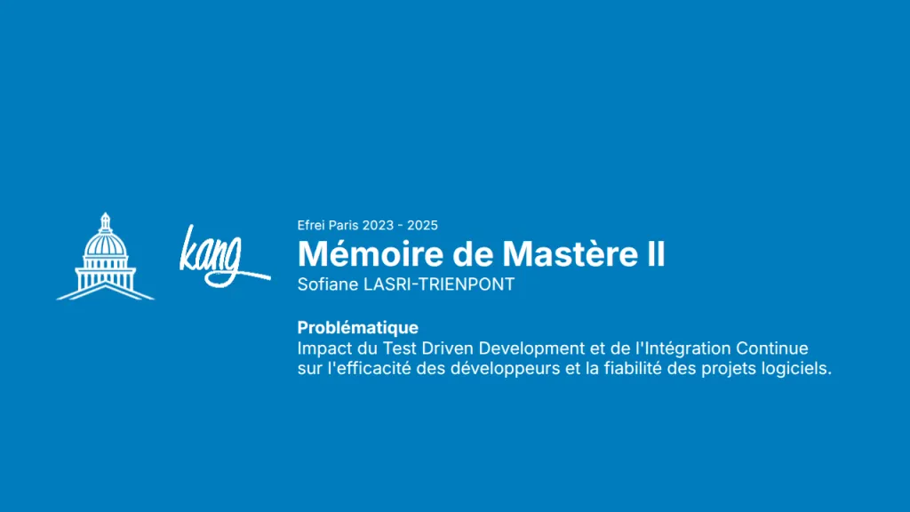 Image de couverture - Mémoire de Mastère II : TDD et CI, quels sont leurs impact sur l'efficacité et la fiabilité des projets ?