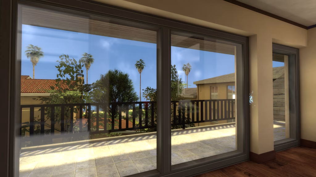 Vue de l'extérieur depuis la porte fenêtre