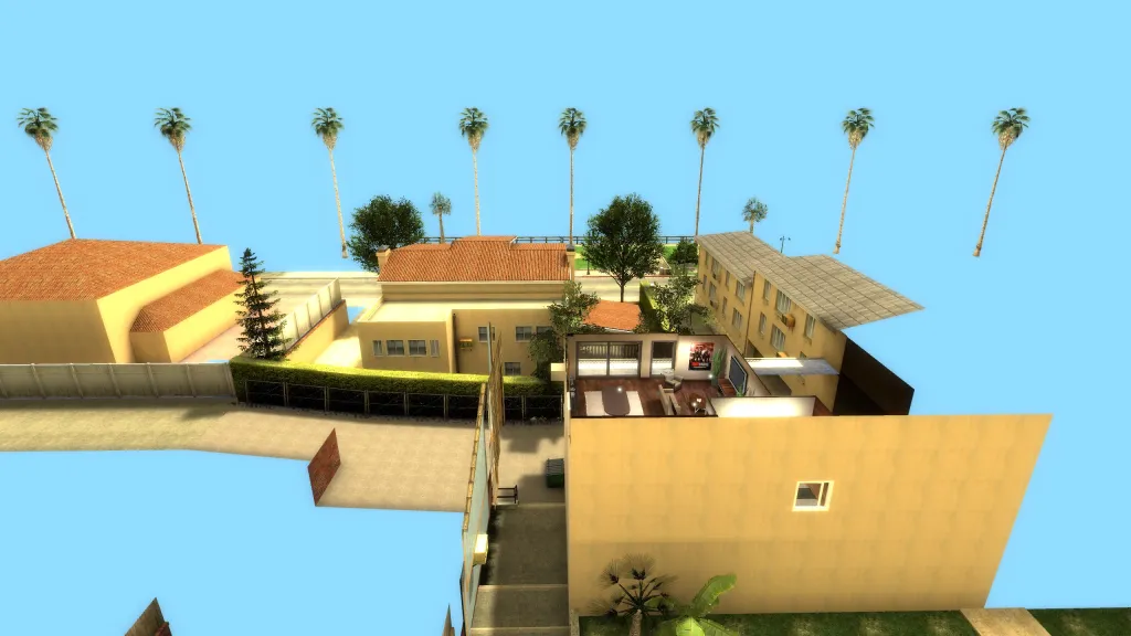 Vue globale de la map en dehors de la zone de jeu