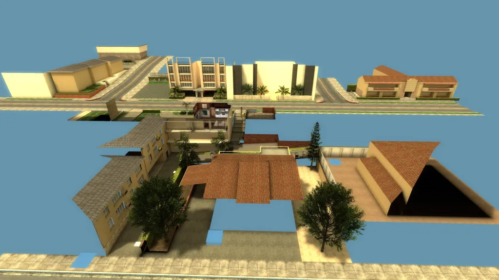 Vue globale de la map en dehors de la zone de jeu